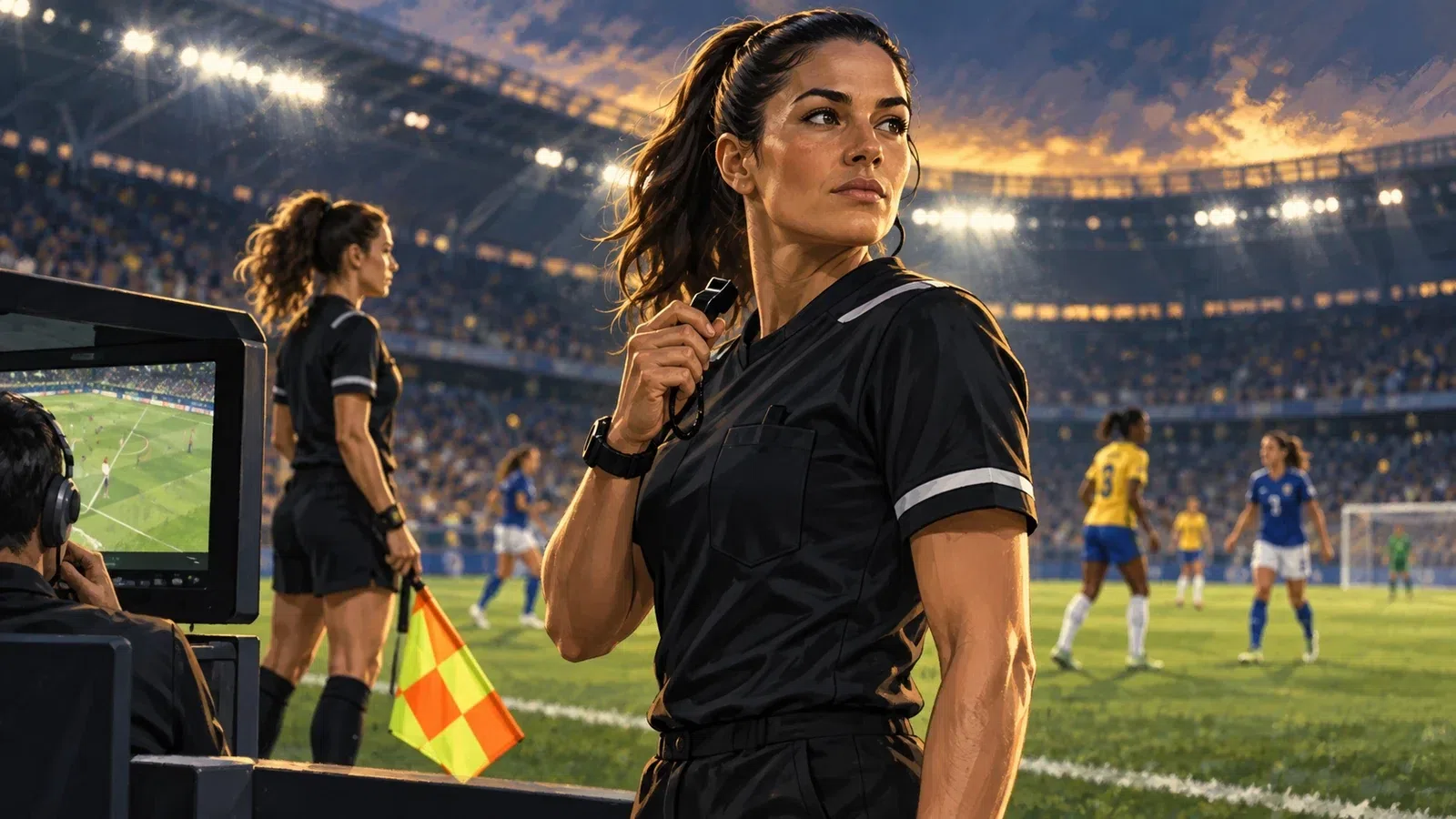 Arbitragem no futebol feminino: funções, revisão de lances e protocolos de jogo